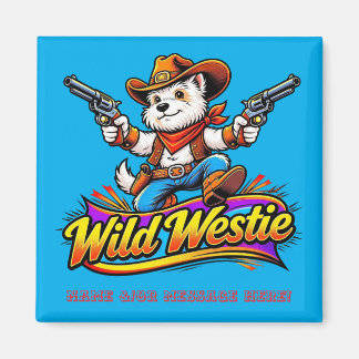 Imã Cão Cowboy Westie Selvagem Personalizado