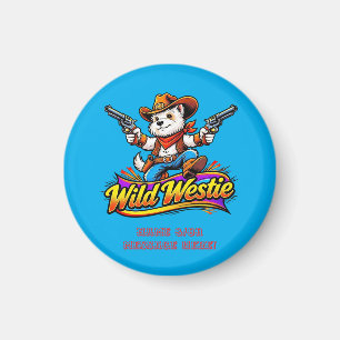 Imã Cão Cowboy Westie Selvagem Personalizado 