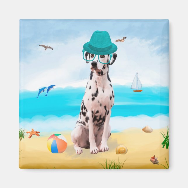 Imã Cão Dalmata na Praia (Frente)