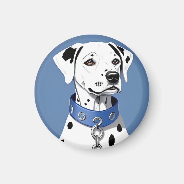 Imã Cão Dalmata Usando uma Coleira Azul (Frente)