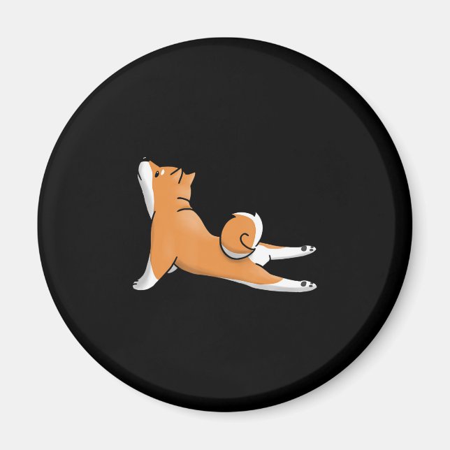 Imã Cão-de-chiba-inu | pose de ioga | presente de aniv (Frente)