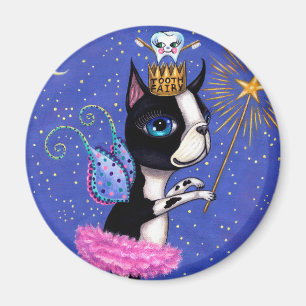 Imã Cão de Leite de Dente Boston Terrier Pink Tutu Cr