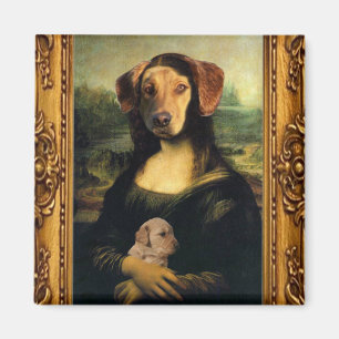 Imã Cão de Mona Lisa - Golda Lisa - retrato famoso