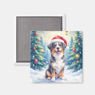 Imã Cão de Montanha Entlebucher Floresta Nevada Papai