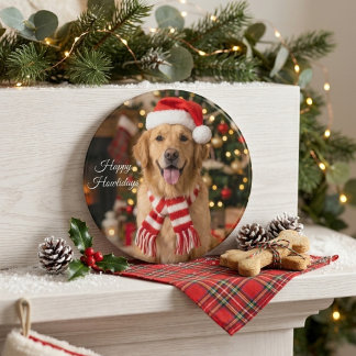 Imã Cão de Natal do Retriever Dourado Feliz Howlidays