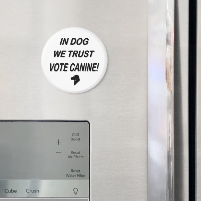 Imã Cão de Votação com Botão de Texto Preto (In Situ (Fridge))