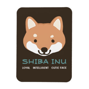 Ímã Cão dos desenhos animados de Shiba Inu com texto