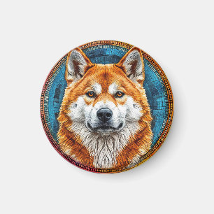 Imã Cão em um Padrão Artístico Circular
