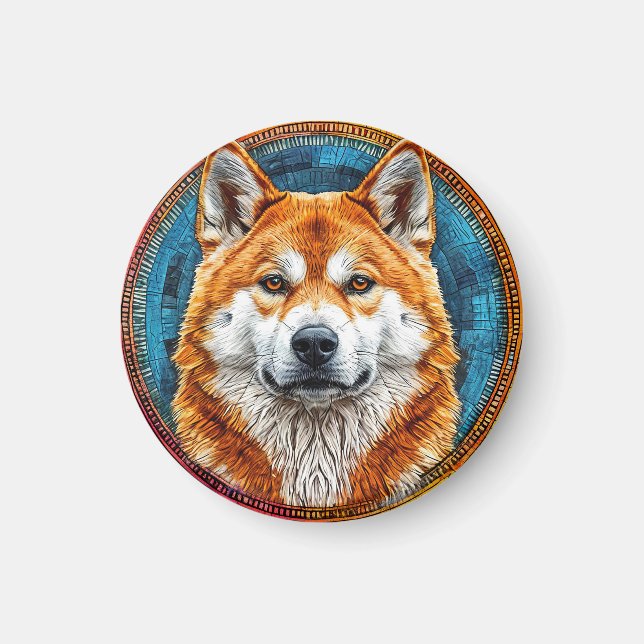Imã Cão em um Padrão Artístico Circular (Frente)