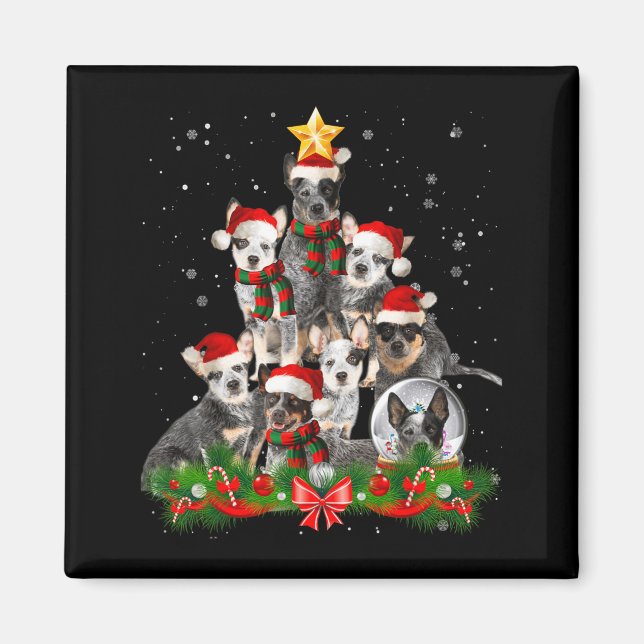 Imã Cão engraçado do Natal da árvore de Natal do gado  (Frente)