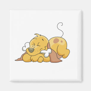 Imã Cão feliz com camiseta e presentes do osso