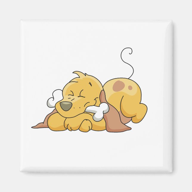 Imã Cão feliz com camiseta e presentes do osso (Frente)