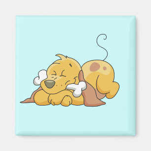 Imã Cão feliz com camiseta e presentes do osso