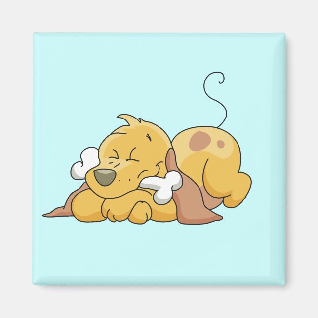 Imã Cão feliz com camiseta e presentes do osso (Frente)