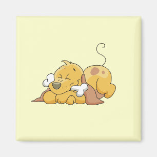 Imã Cão feliz com camiseta e presentes do osso