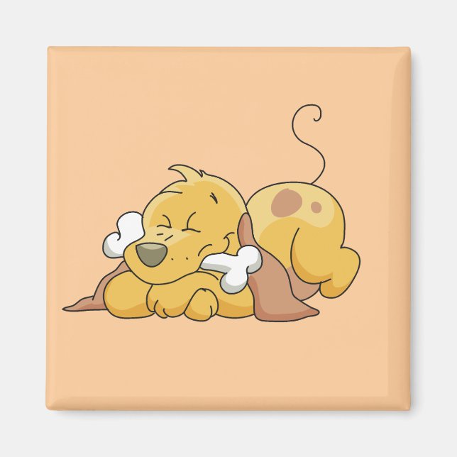 Imã Cão feliz com camiseta e presentes do osso (Frente)