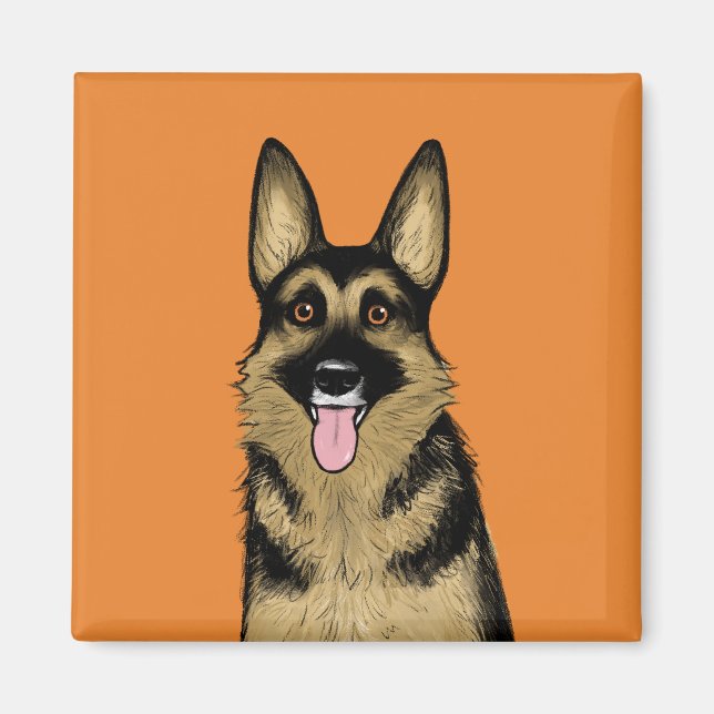 Imã Cão german shepherd | Bela Arte de Pet Lover (Frente)