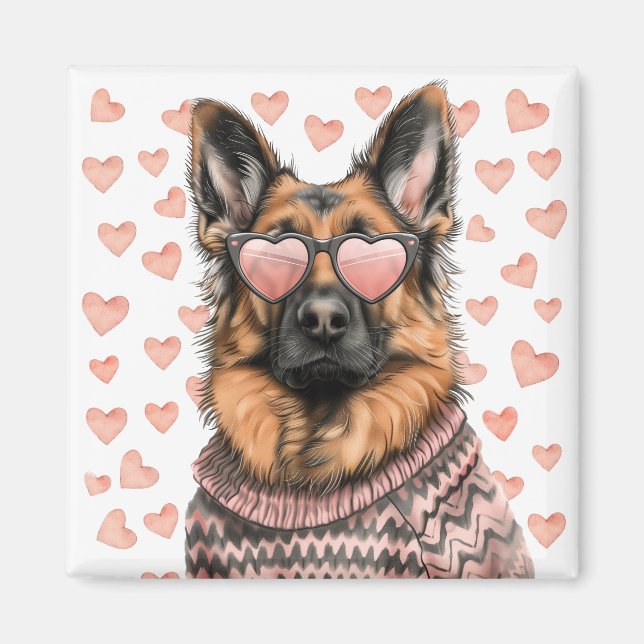 Imã Cão German shepherd do dia de os namorados (Frente)