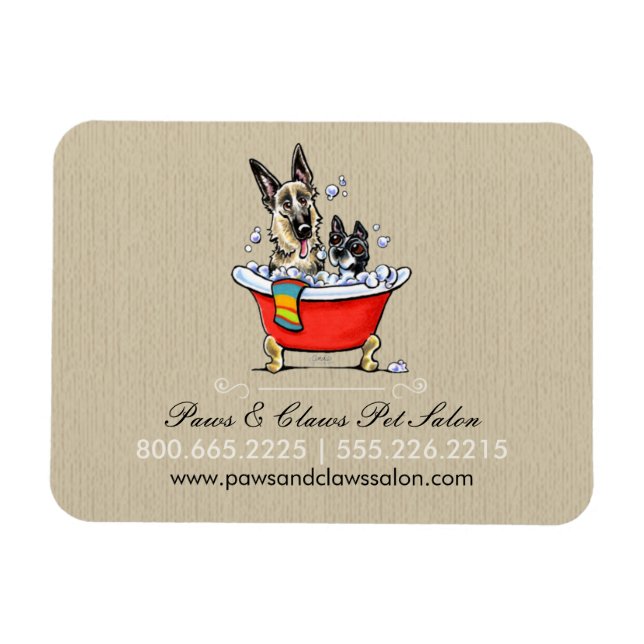 Ímã Cão Groomer Pet Salon Rico Tub Negócios Orgânicos (Horizontal)