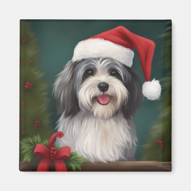 Imã Cão Havanês na Neve Natal (Frente)