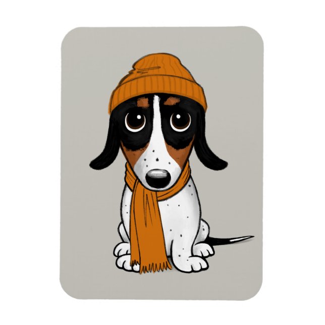 Ímã Cão-Hipster de Dachshund Piebald (Vertical)