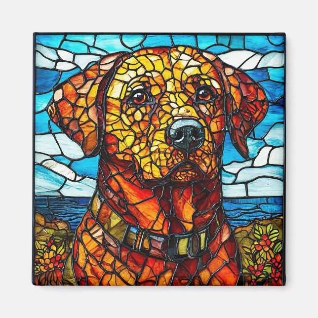Imã Cão labrador de vitral (Frente)