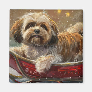 Imã Cão Lhasa Apso Natal Festivo
