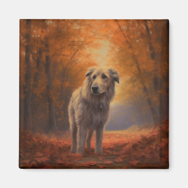 Imã Cão Lobo na Queda de Folhas de Outono Inspira (Frente)