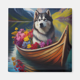 Imã Cão Malamute do Alasca em Paddle: Uma Aventura Cên