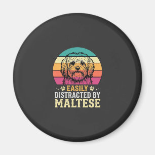 Imã Cão Maltês Retro Pôr do Sol Distraído
