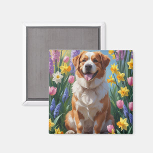 Imã Cão Montanhês Suíço Maior Pintura de Flores de Pri