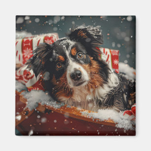 Imã Cão Pastor Australiano Festa de Natal