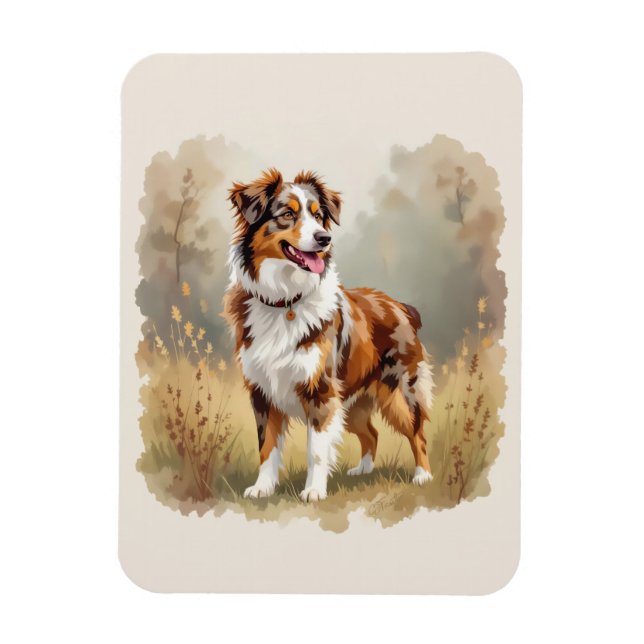 Ímã Cão Pastor Australiano Vermelho Merle Aussie (Vertical)