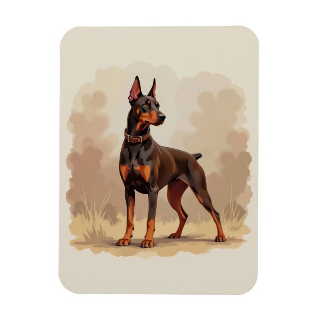 Ímã Cão Pinscher Dobermann Marrom Ferrugem Vermelho (Vertical)