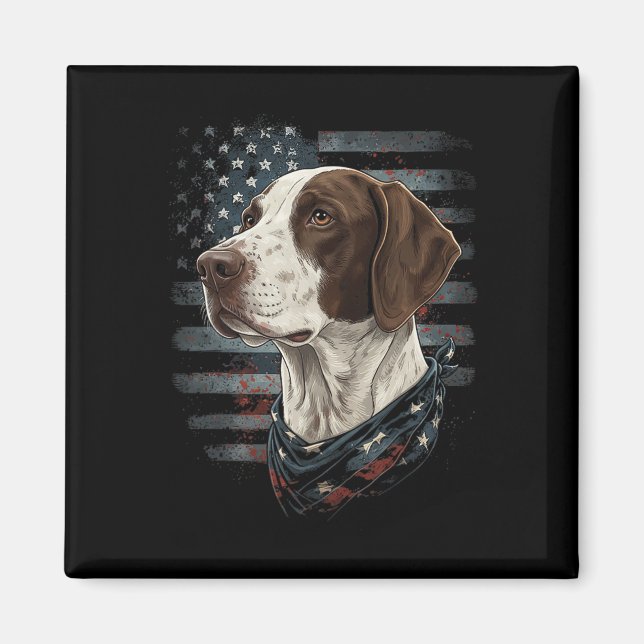 Imã Cão Pointer Inglês Bandeira Americana Patriótico V (Frente)