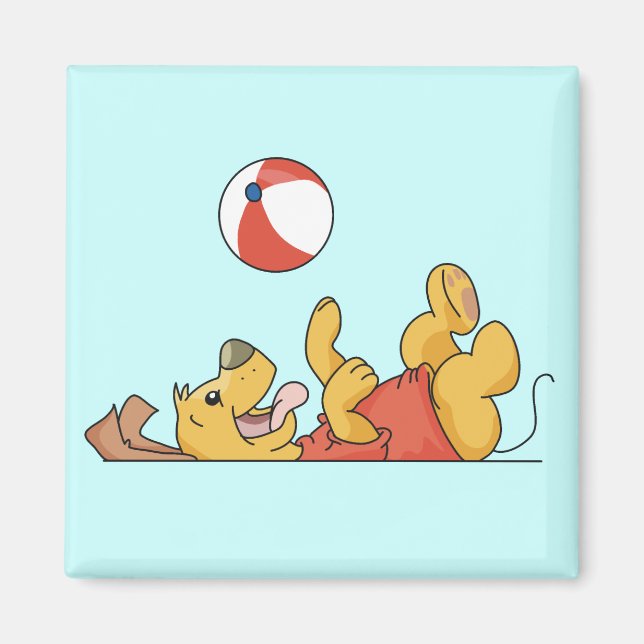 Imã Cão que joga com camiseta e presentes da bola (Frente)