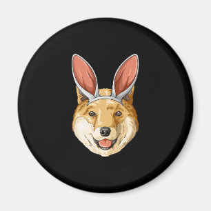 Imã Cão Shiba com orelhas de coelho da Páscoa pres