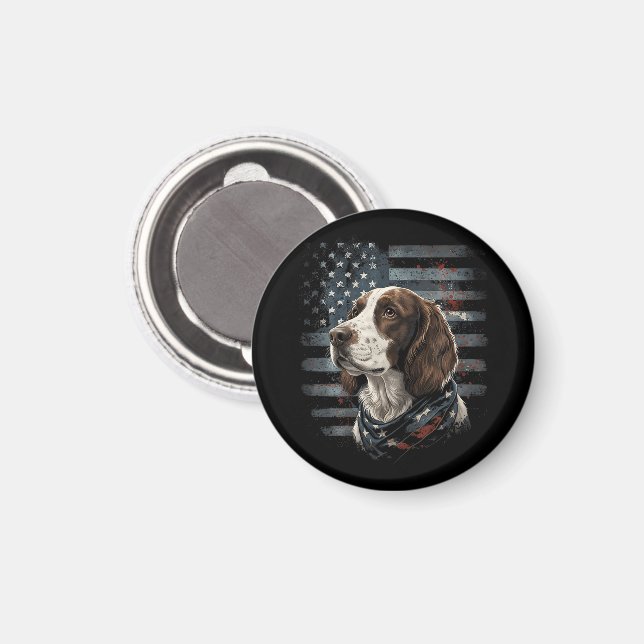 Imã Cão Springer Spaniel Bandeira Americana (Front/Back)