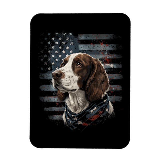 Ímã Cão Springer Spaniel Bandeira Americana (Vertical)