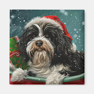 Imã Cão Terrier Tibetano Natal Festivo
