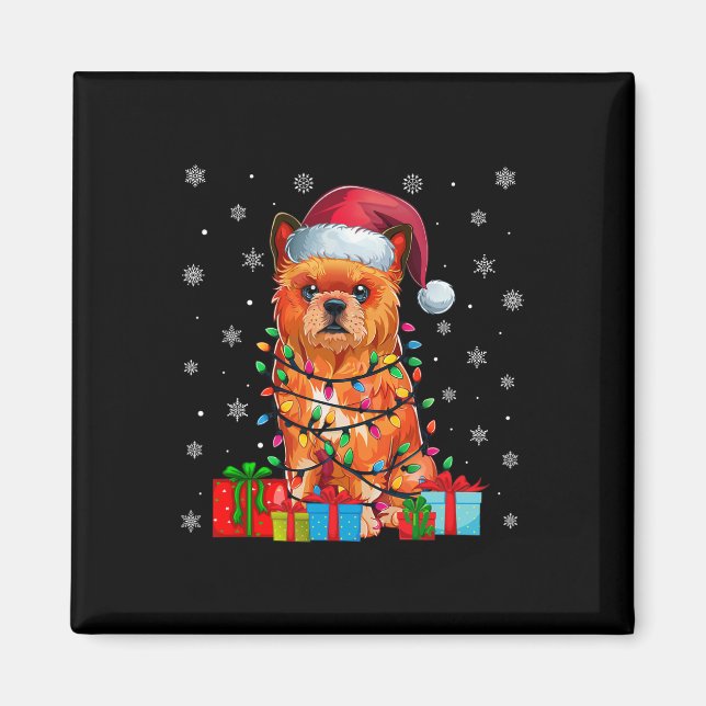 Imã Cão Ugly Xmas Lights Santa Hat Bruxelas Griffon Ch (Frente)