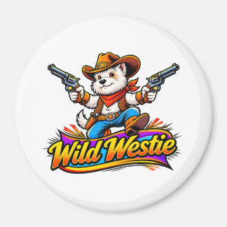 Imã Cão Westie de Design Original Cowboy