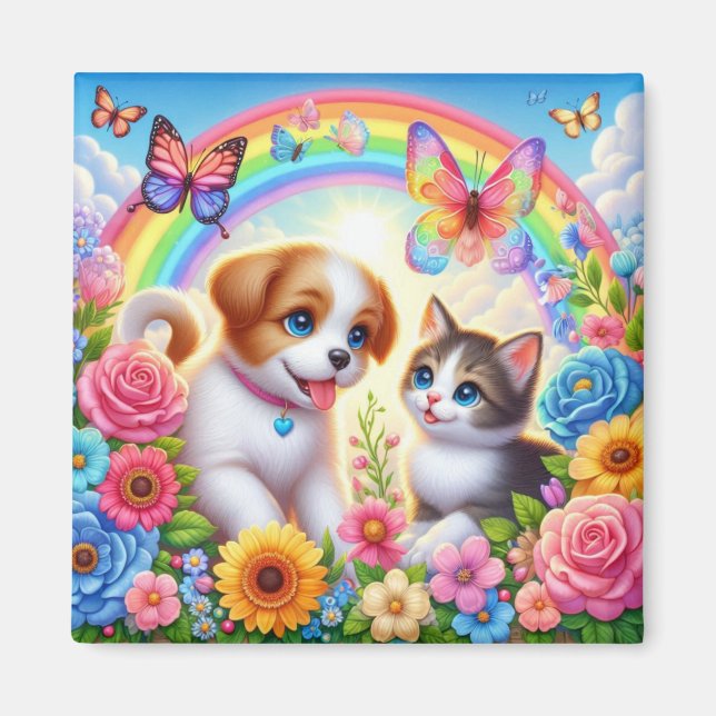 Imã Cãozinho/cachimbo/arco-íris de gatinho (Frente)