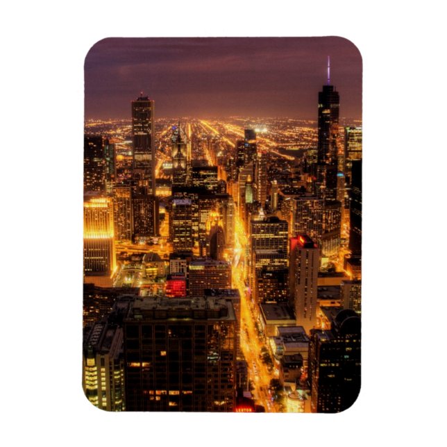 Ímã Capa de cidade noturna de Chicago (Vertical)