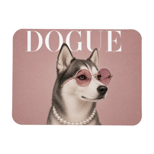 Ímã Capa de Husky Siberiano Rosa (Horizontal)
