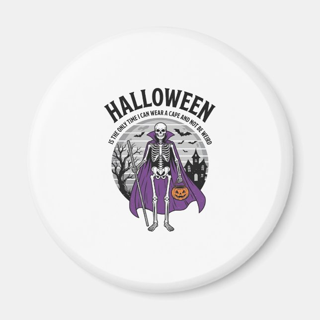 Imã Capa engraçada de Halloween de esqueleto Citação D (Frente)