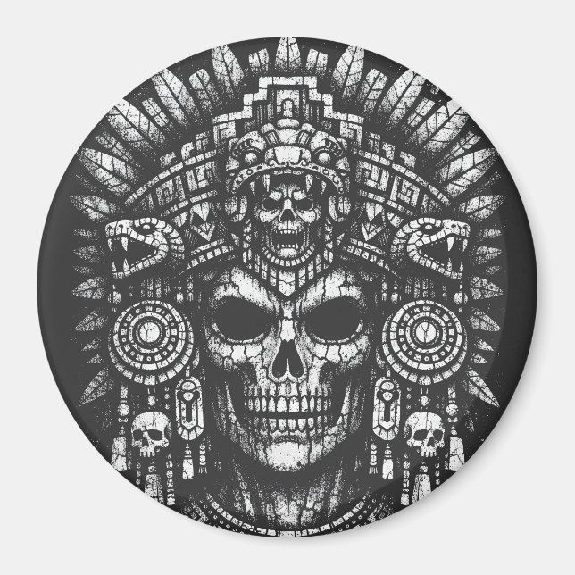 Imã Capacete de Caveira Asteca por BurnsInHell (Frente)