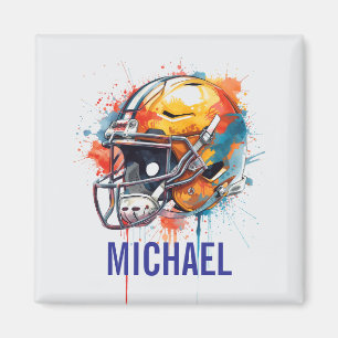 Imã Capacete de Futebol Motivacional Inspirador Nome