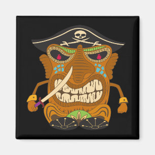 Imã Capitão Pirata, estátua Tiki, Preto Engraçado