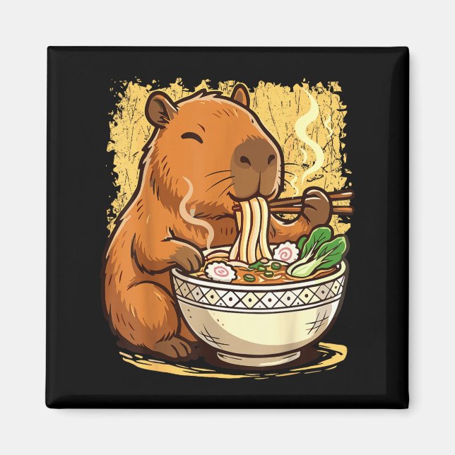 Imã Capivara comendo macarrão Ramen (Frente)